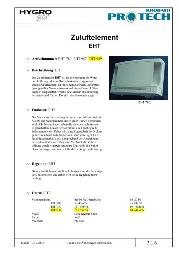 Zuluftelement - Krobath Protech