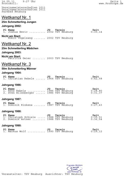 Wettkampf Nr. 1 Wettkampf Nr. 2 Wettkampf Nr. 3 - TSV Neuburg ...