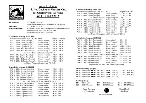 Ausschreibung 13. Int. Dachauer Masters-Cup mit ... - DSV