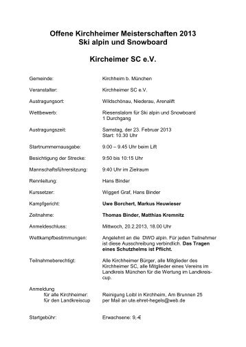 Der KSC, Abteilung Ski- und Bergsport informiert: - TSV Neuried