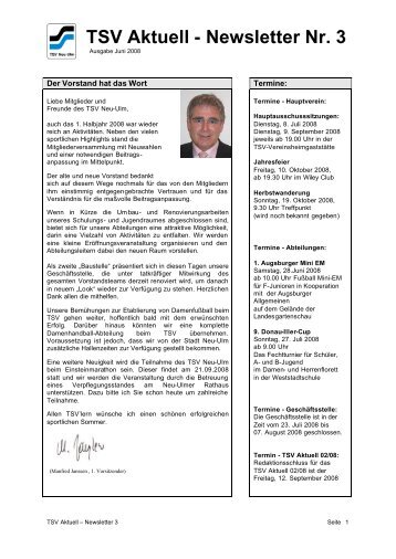 TSV Aktuell - Newsletter Nr. 3 - TSV 1880 Neu-Ulm