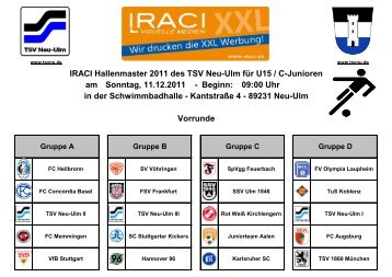 Spielplan U15 - TSV 1880 Neu-Ulm