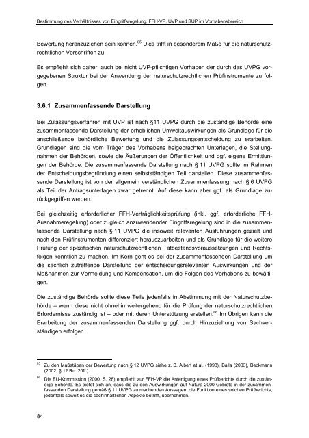 Bestimmung des Verhältnisses von Eingriffsregelung, FFH-VP, UVP ...