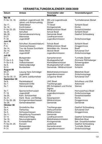 Veranstaltungskalender 08-09 - Bowil