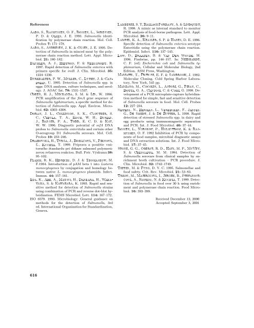 Detection of Salmonella by polymerase chain reaction - Biologia ...