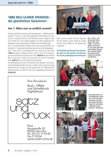 Ausgabe 1/2013 Der TSV 1880 Neu-Ulm e.V. wünscht ein schönes ...