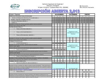 Curso / Carrera ENERO DICIEMBRE NOVIEMBRE Centro ... - Intecap