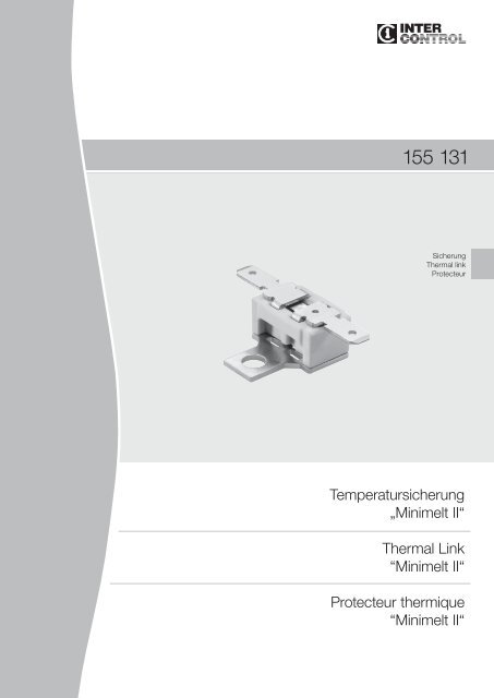 Temperatursicherung „Minimelt II“ Thermal Link ... - INTER CONTROL