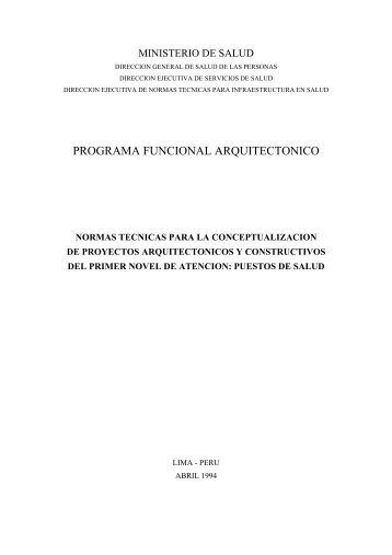 PROGRAMA FUNCIONAL ARQUITECTONICO - Ministerio de Salud