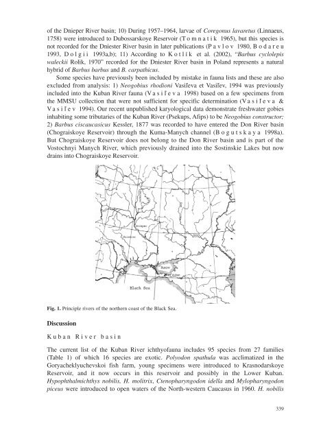 alterations in ichthyofauna of the largest rivers