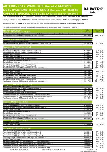 Aktionsliste - Parkett-Reno