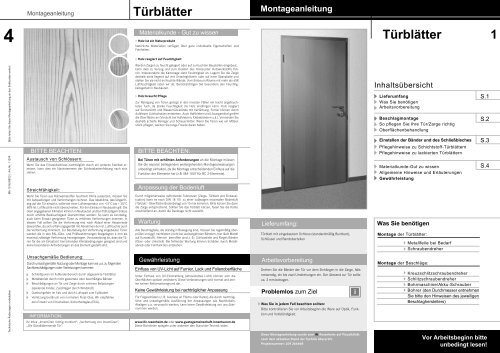 Montageanleitung Türblätter - Pertura