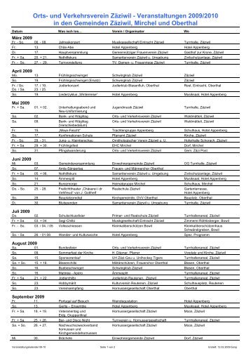 Orts- und Verkehrsverein Zäziwil - Veranstaltungen 2009/2010 in ...
