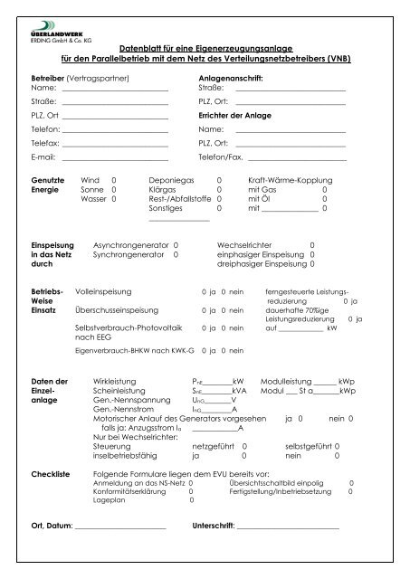 Datenblätter & Formulare - Stadtwerke Erding