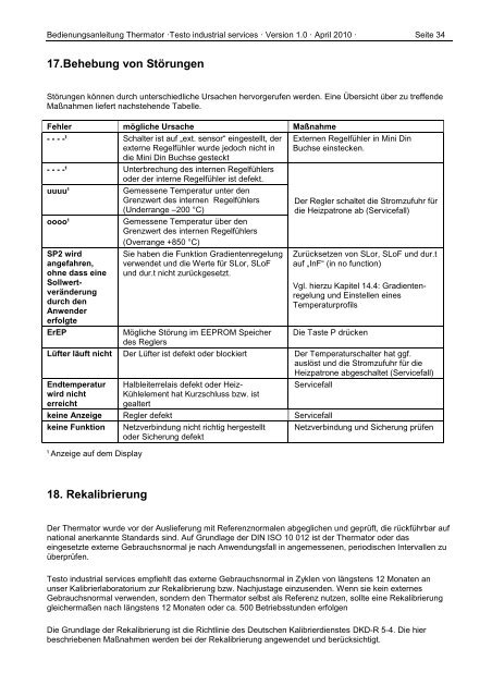 Bedienungsanleitung - Testo Industrial Services GmbH