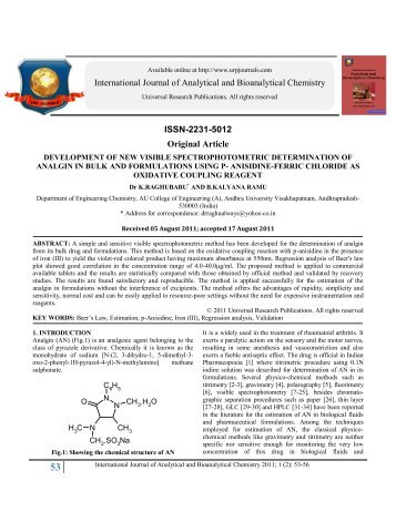 development of new visible spectrophotometric ... - URP Journals