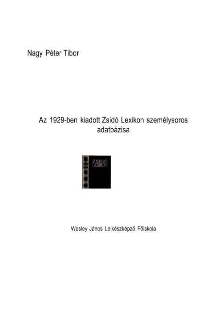 Az 1929-ben kiadott Zsidó Lexikon személysoros adatbázisa