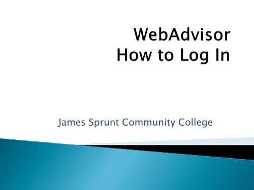 Login to WebAdvisor - James Sprunt Community College