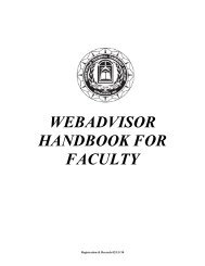 WEBADVISOR HANDBOOK FOR FACULTY