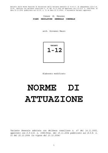 NORME DI ATTUAZIONE - Comune di Manzano