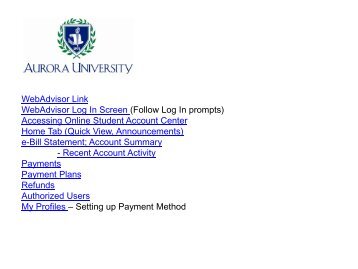 WebAdvisor Link WebAdvisor Log In Screen ... - Aurora University