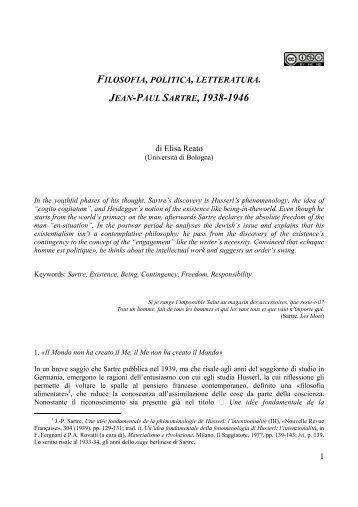 Filosofia, politica, letteratura. Jean-Paul Sartre 1938 ... - Montesquieu.it