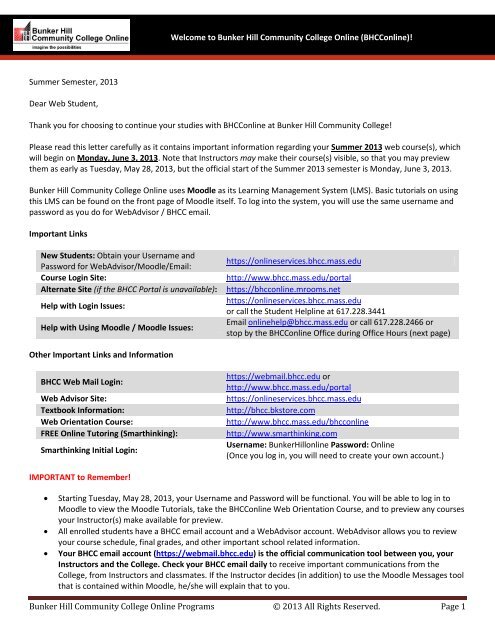 Letter, Moodle Login Information, Dates and Deadlines ...