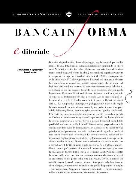 editoriale - BCC Giuseppe Toniolo