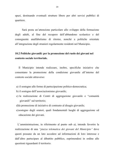 LINEE PROGRAMMATICHE – MUNICIPIO IV ... - Comune di Roma