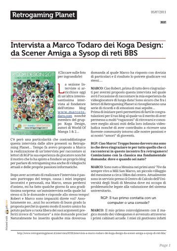 Intervista a Marco Todaro - Marco Todaro Home Page