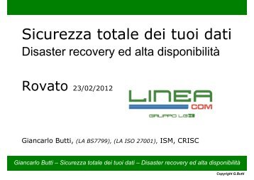 Presentazione Butti.pdf - Progetto Disaster Recovery