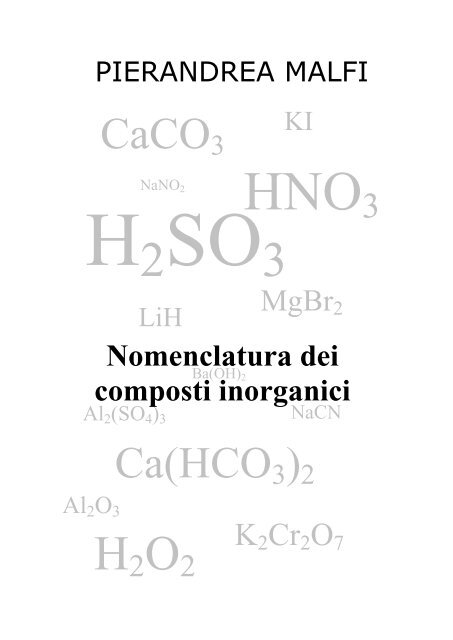 Nomenclatura dei composti inorganici - TA KIMIKA