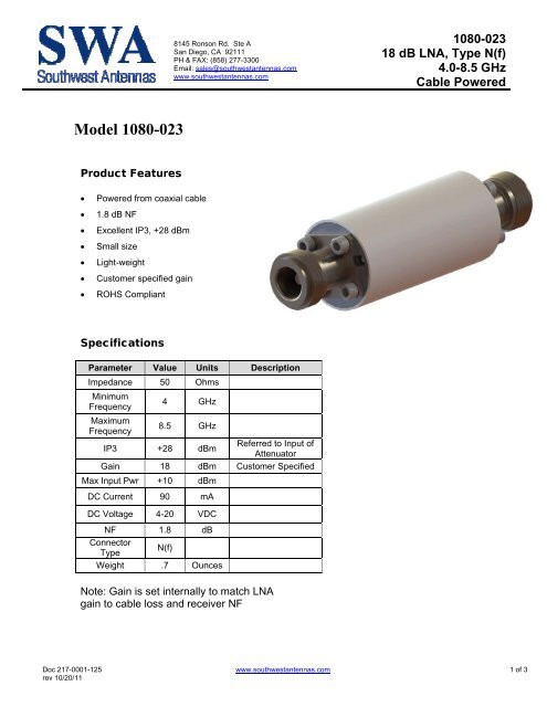 Model 1080-023 - Southwest Antennas