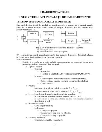 I. RADIOEMIŢĂTOARE 1. STRUCTURA UNEI INSTALAŢII DE ...