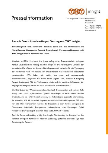 Download vollständige Pressemeldung als PDF - TNT Innight