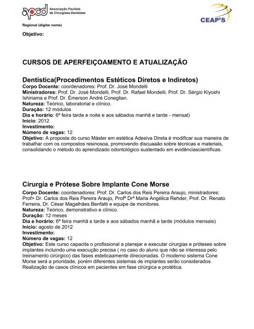 Especialização em Buco-Maxilo Facial - Associação Paulista dos ...
