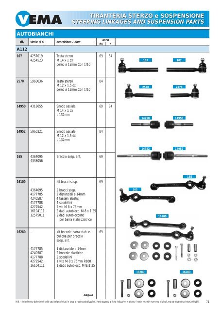 TIRANTERIA STERZO e SOSPENSIONE STEERING LINKAGES ...