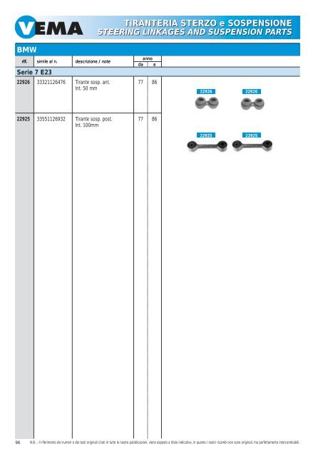 TIRANTERIA STERZO e SOSPENSIONE STEERING LINKAGES ...