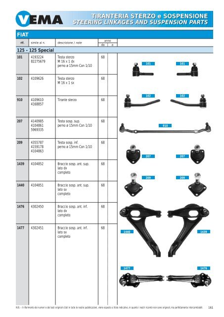 TIRANTERIA STERZO e SOSPENSIONE STEERING LINKAGES ...