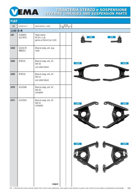 TIRANTERIA STERZO e SOSPENSIONE STEERING LINKAGES ...