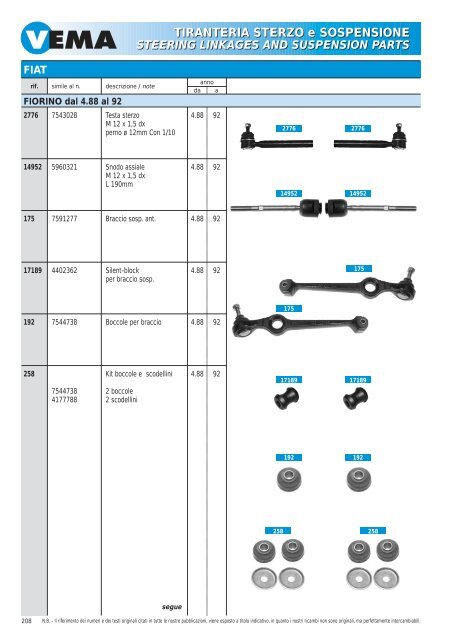 TIRANTERIA STERZO e SOSPENSIONE STEERING LINKAGES ...