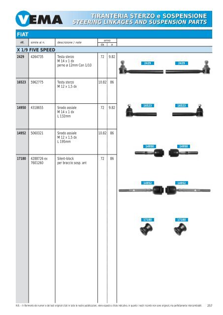 TIRANTERIA STERZO e SOSPENSIONE STEERING LINKAGES ...