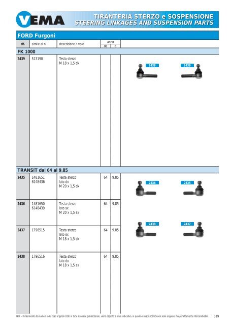 TIRANTERIA STERZO e SOSPENSIONE STEERING LINKAGES ...