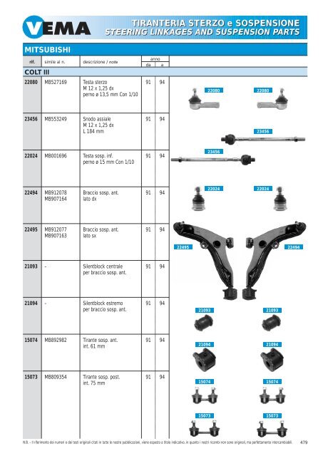 TIRANTERIA STERZO e SOSPENSIONE STEERING LINKAGES ...