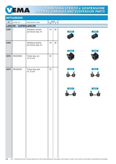 TIRANTERIA STERZO e SOSPENSIONE STEERING LINKAGES ...