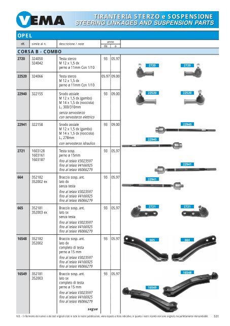 TIRANTERIA STERZO e SOSPENSIONE STEERING LINKAGES ...