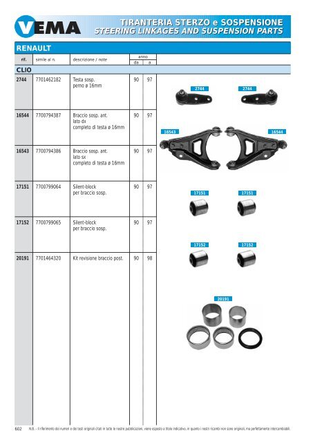 TIRANTERIA STERZO e SOSPENSIONE STEERING LINKAGES ...