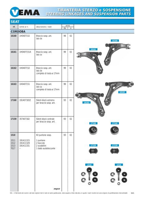 TIRANTERIA STERZO e SOSPENSIONE STEERING LINKAGES ...