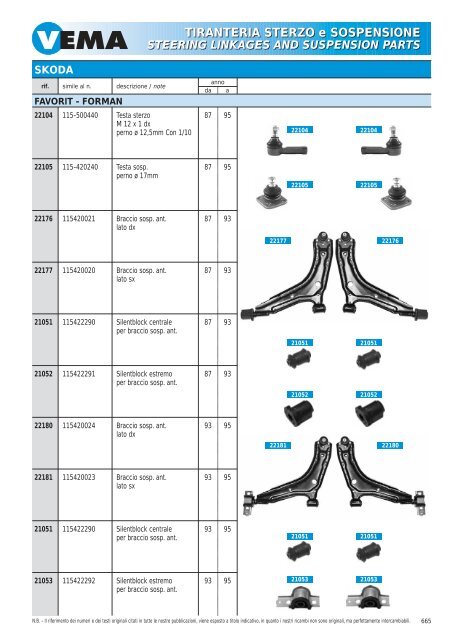 TIRANTERIA STERZO e SOSPENSIONE STEERING LINKAGES ...