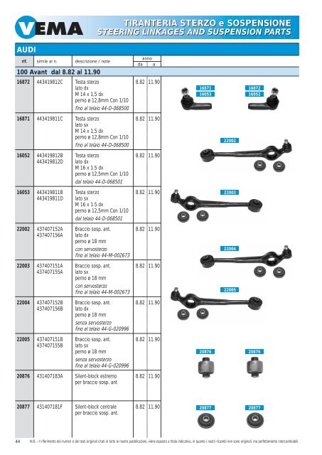 TIRANTERIA STERZO e SOSPENSIONE STEERING LINKAGES ...